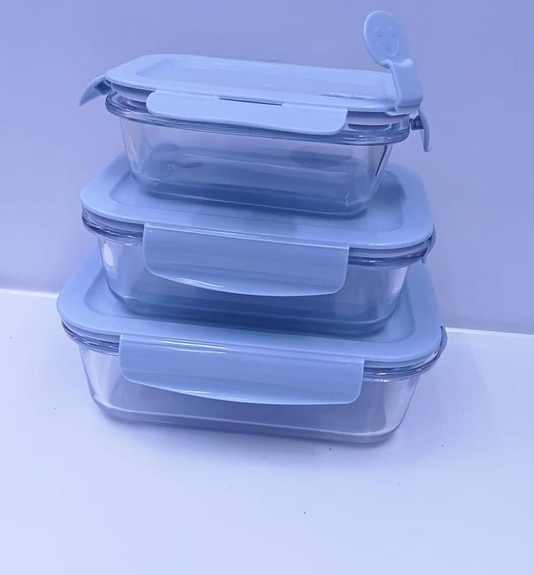 3 pcs glass borrosilicate storage / baking / microwave safe b image