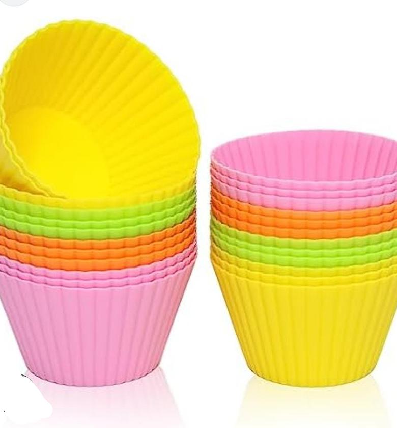 CUPCAKE MOULD. 24pcs large reusable silicone cup cake mould. image