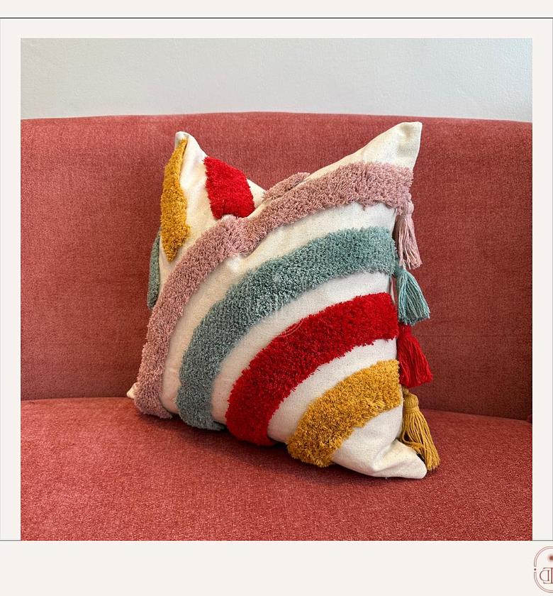 Luxe boho tufted rainbow cushion cover 🌸 image