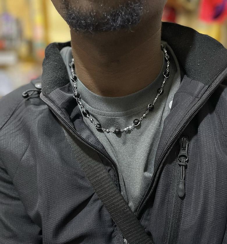 Black Beaded Stainless Chain image