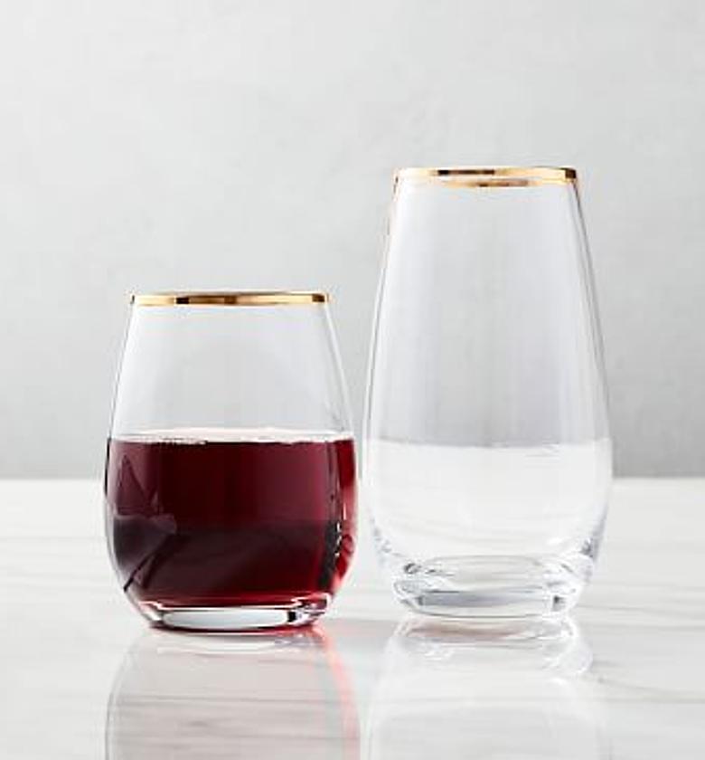 Gold Rim Highball Glasses set of 6 ,400ml  Crystal Clear Large and Tall Gold Trim Drinking Glasses for , Cocktail, Coke, Soda and Mixed Drinks, Gifts in Chrismas for Women, Daily Use. image