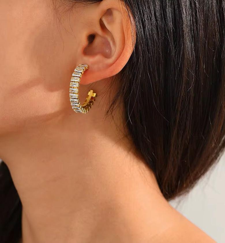 Gold coated Hypoallergenic C shape Earrings  image