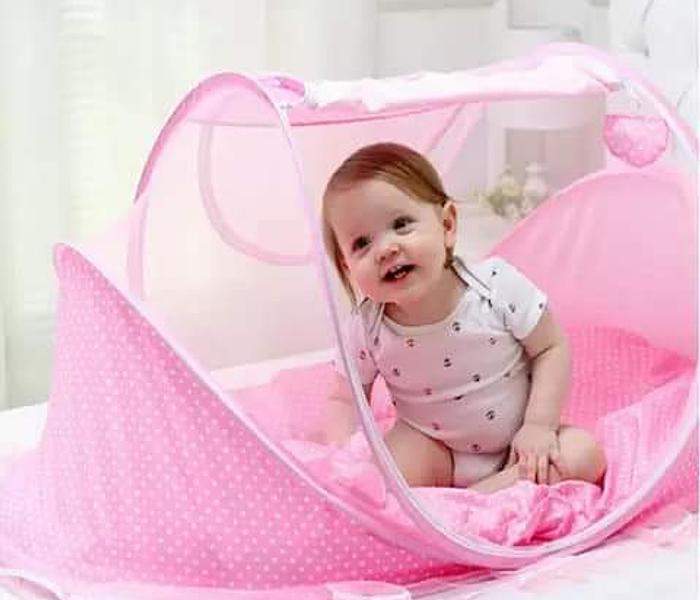 Portable Foldable Baby Bassinet Sleeping Nest Pink image