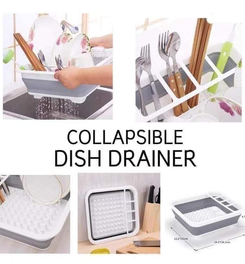 Collapsible Dish Drying Rack Portable Dinnerware Drainer Organizer for Kitchen RV Campers Travel Trailer Space Saving Kitchen Storage Tray image