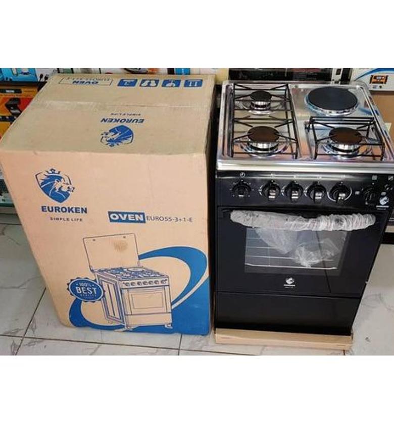 Euroken Auto ignition 3gas 1electric 50*55 standing cooker with electric oven image