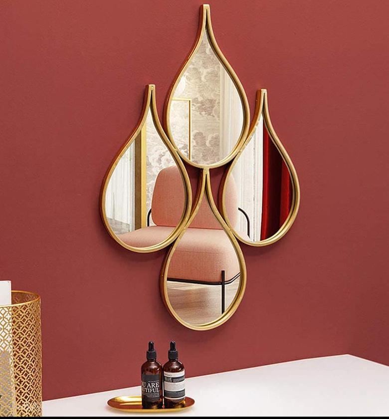 5 in 1 gold mirrors for wall decoration teardrop mirrors for living room decor & home decor image