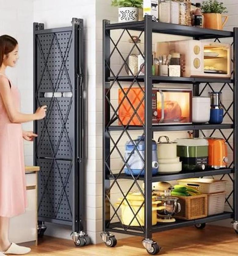 5 LAYER FOLDABLE KITCHEN RACK MATERIAL CARBON STEEL CUTE DURABLE image