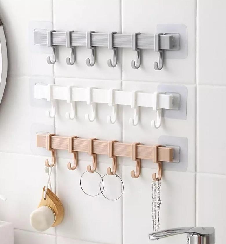 HANGERS. Punch free 6 hook wall hanger image