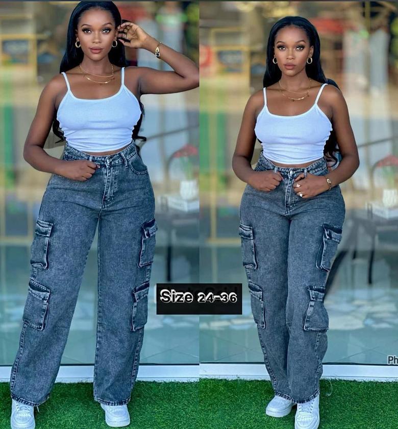 Ladies cargo pants and mom jeans image