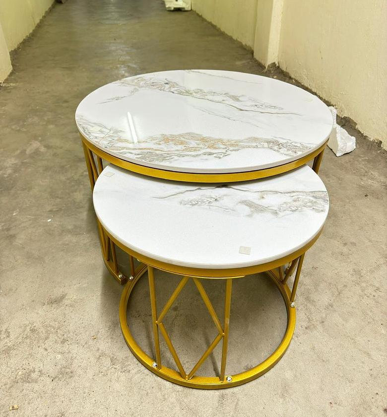 COFFEE TABLES. NEW MODEL LUXURY PURE ceramic MARBLE TOP NESTING COFFEE TABLES image