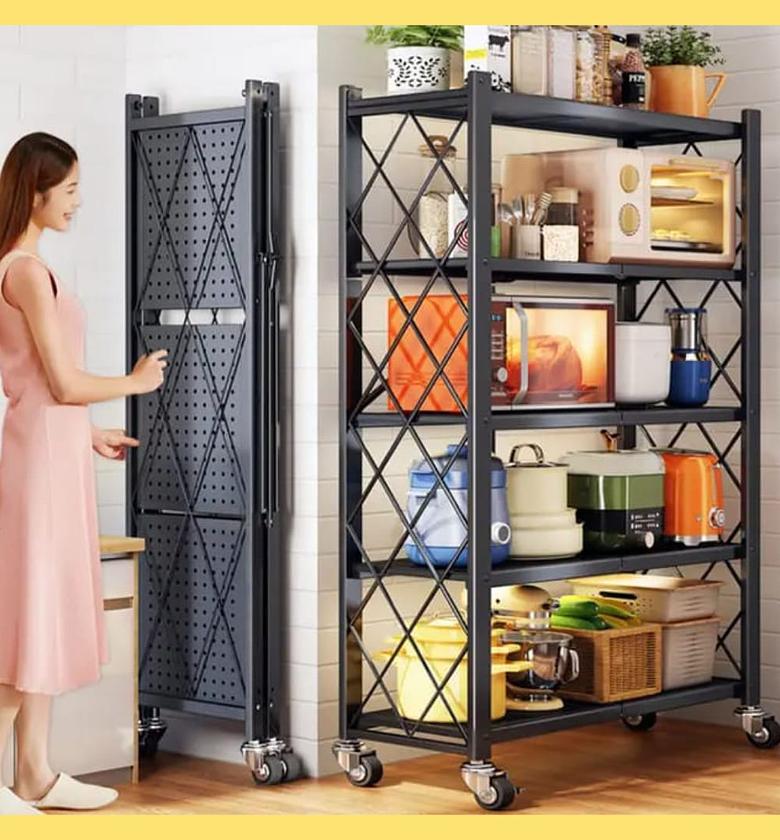 Foldable Rack. Special Offers 5 LAYER FOLDABLE KITCHEN RACK MATERIAL CARBON STEEL CUTE DURABLE image