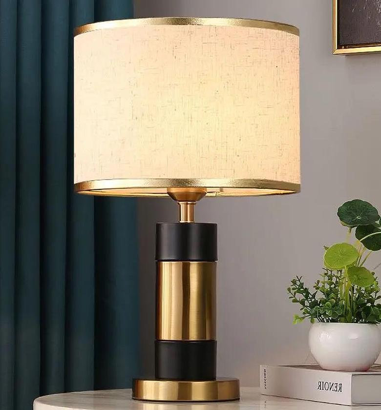 Multifunctional L.E.D Bedside Lampshade🔸Comes in black and white with  Golden stand   image