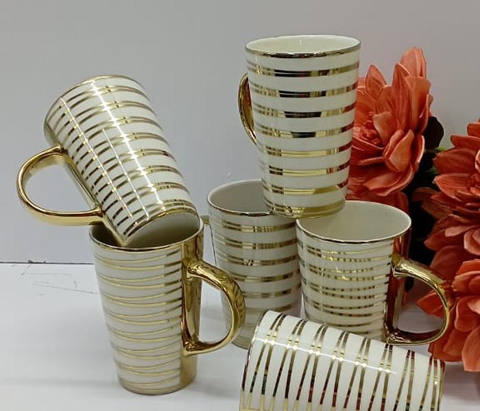 6pcs  Gold Decorated Big Ceramic Coffee /Tea Mugs image