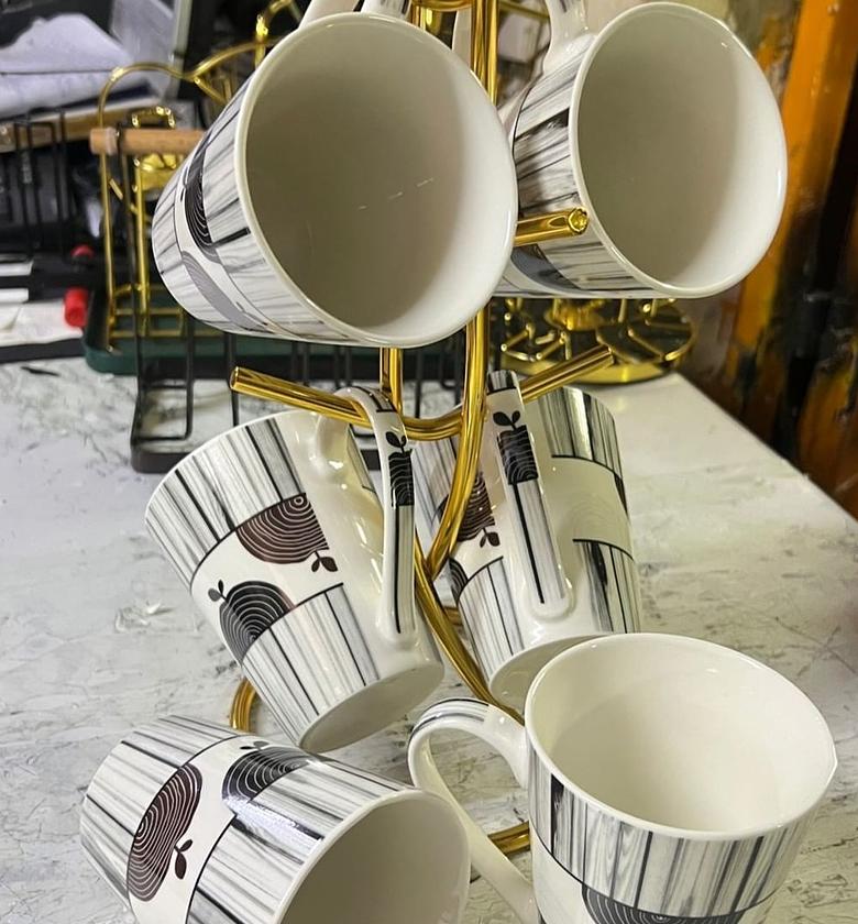 Ceramic Elegant Mugs/Cups Set (6 pcs) for Tea/Coffee image