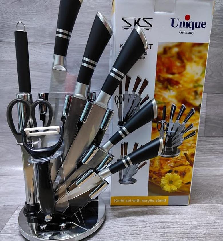 Germany Made Long  lasting High Quality Unique Knife Set 9pcs Black image