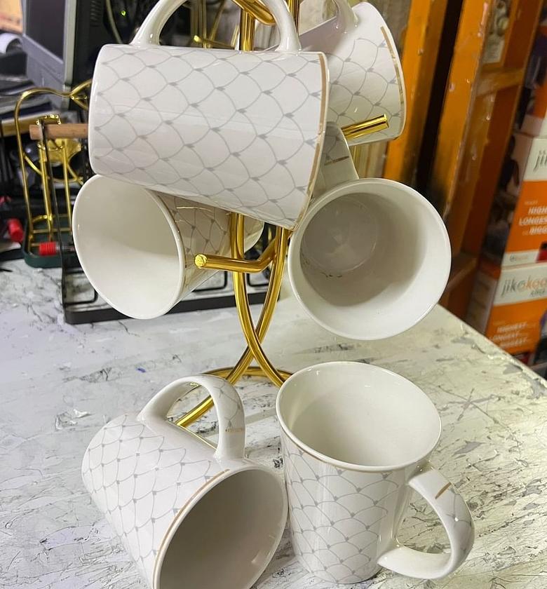 Ceramic Elegant Mugs/Cups Set (6 pcs) for Tea/Coffee image