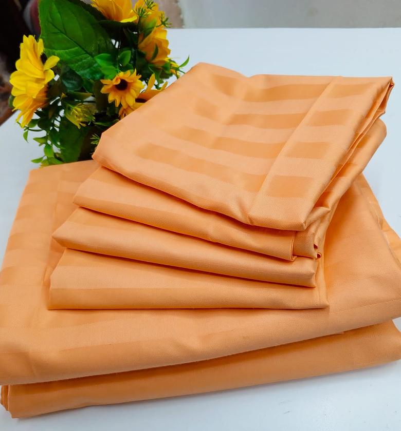 ▫️satin striped bedsheets ▫️size 6 by 7 ▫️2 bedsheets ▫️4 pillow cases  image