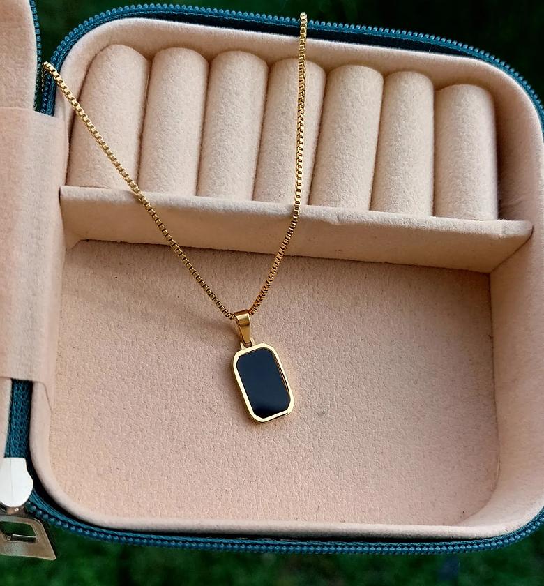 Sleek Black Pendant Necklace image