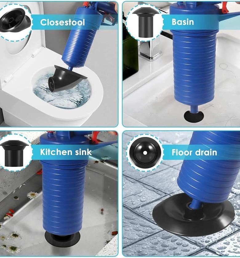 Sink Plunger, Air Power Toilet Plunger, Manual Pump Cleaner,Pipe Blaster, High Pressure Plunger for Bath/Toilet/Sink/Floor Drain/Kitchen Clogged Pipe image