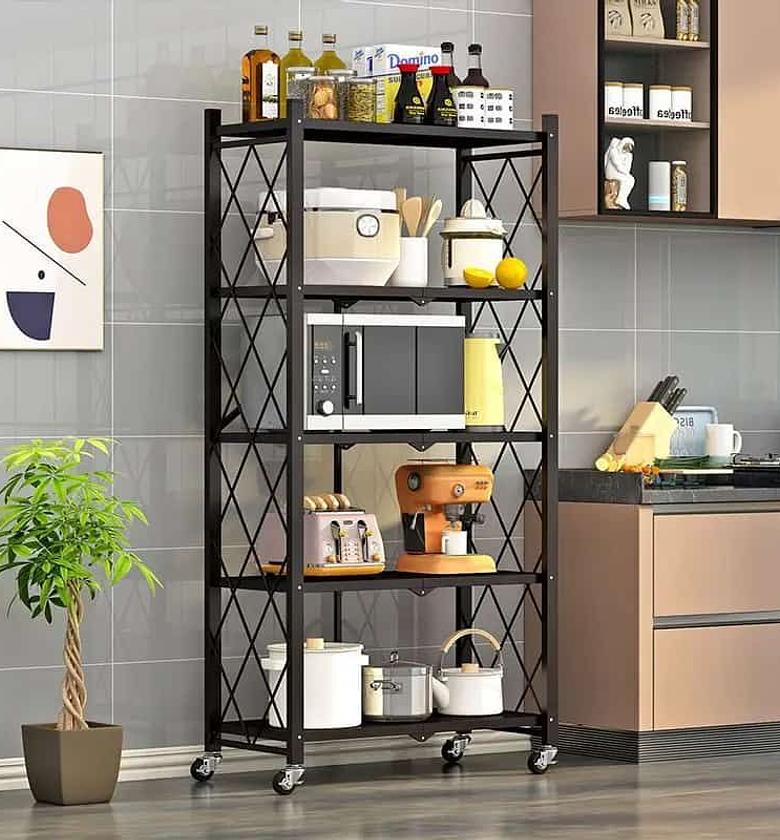 3-Tier Metal Storage Shelves with Wheels image