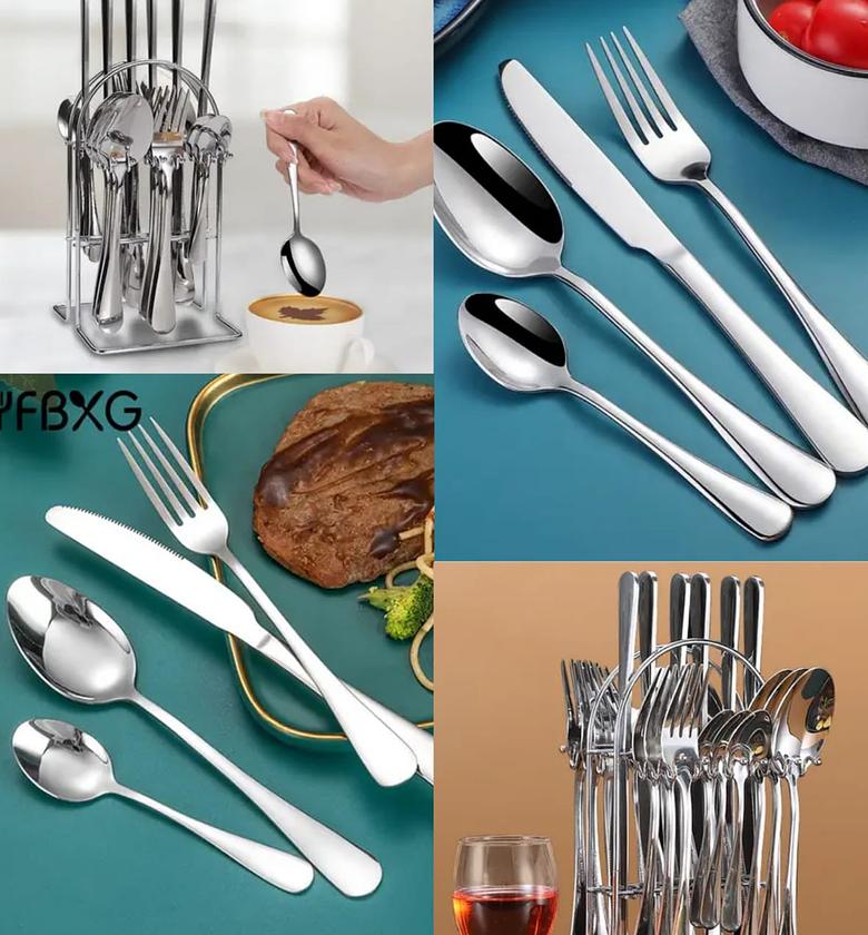 24pcs Heavy Duty Quality Cutlery Set (Silver) image