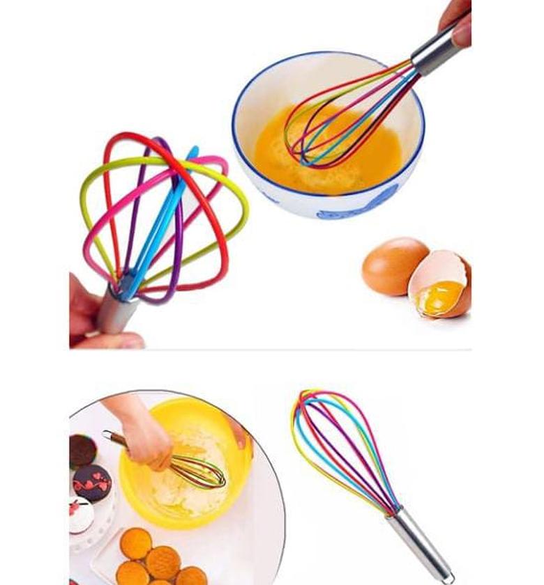  small Silicone Whisk,Professional Whisks For Cooking Non Scratch,Stainless Steel wired whisk,Plastic Rubber Whisk Tool For Nonstick Cookware Pans,Silicon Whisks image