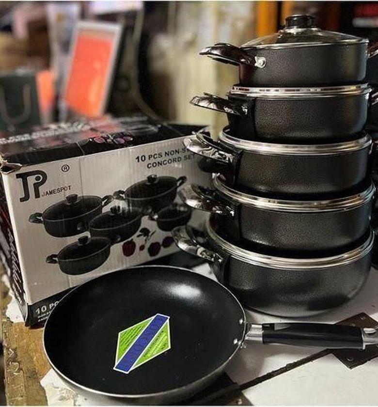 JP Jamespot 10Pcs Heavy Non-Stick Granite Cooking Pot/Sufuria With Pan Cookware set Jamespot. image