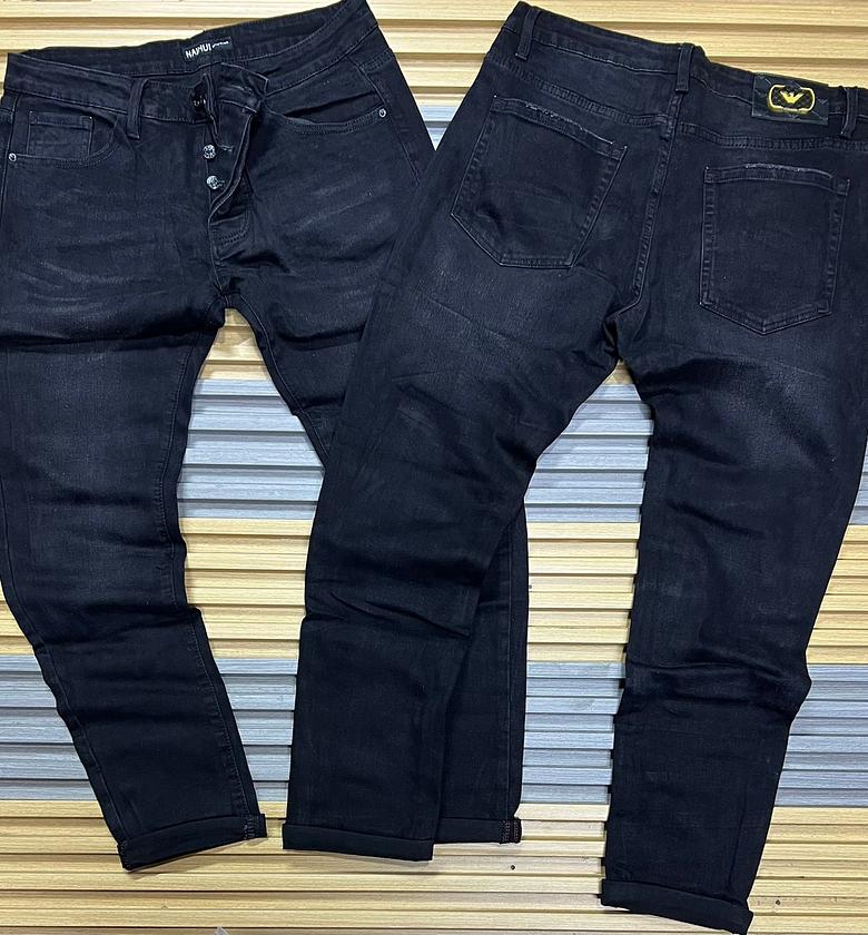 Men straight leg classy denim trousers image