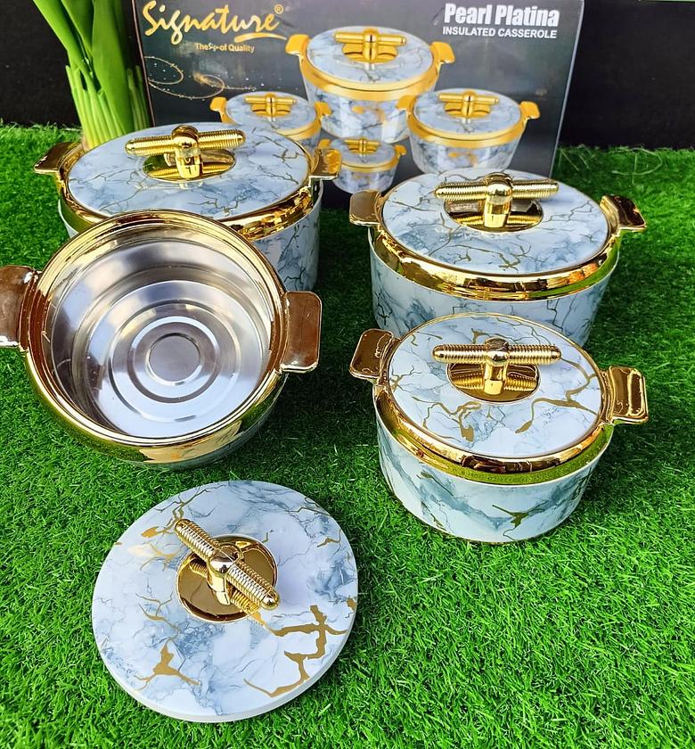 Signature Hot Pot Set – 4-Piece Pearl Platina Insulated Food Warmer image