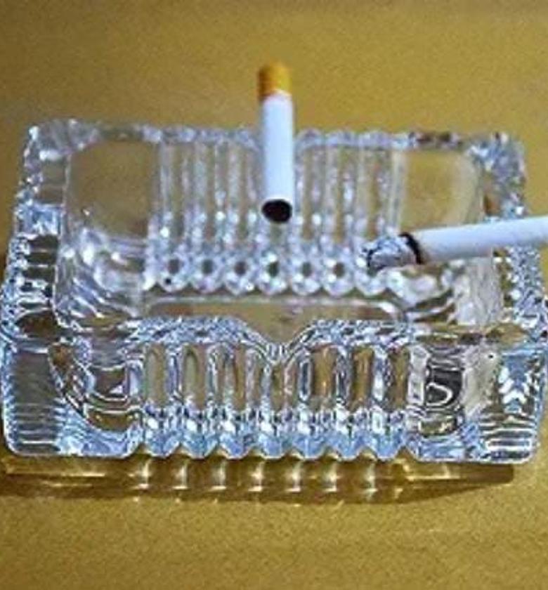 Ashtray, large glass ashtray for cigarette cigar, clear crystal ash trays outdoor glass spuare ashtrays image
