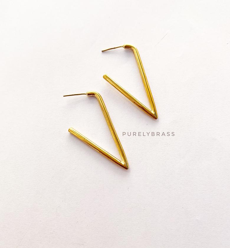 Stylish stud Brass Earrings image