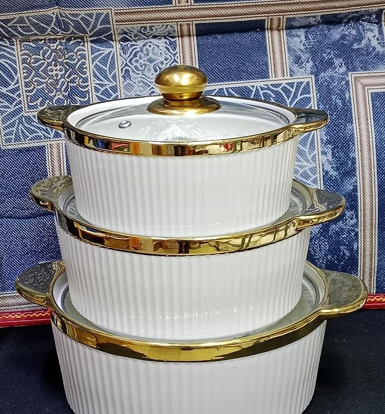 3 PCS Classy Ceramic Serving Bowls/casseroles image