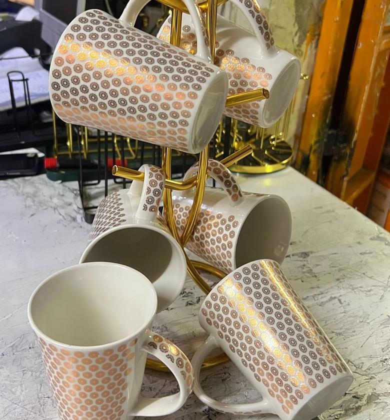 Ceramic Elegant Mugs/Cups Set (6 pcs) for Tea/Coffee image