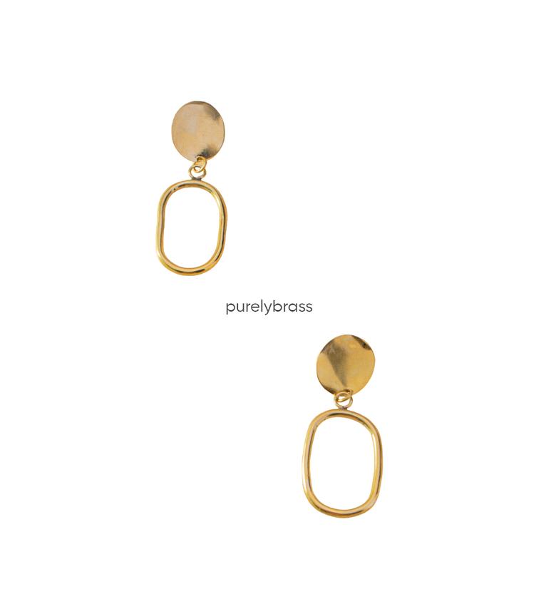 Oval shaped stud Brass Earrings image