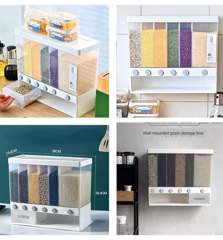 CEREAL DISPENSER. Partitioned Multifunctional cereal/rice dispenser image