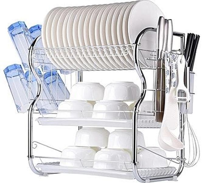 3layers stainless steel dishrack-silver image