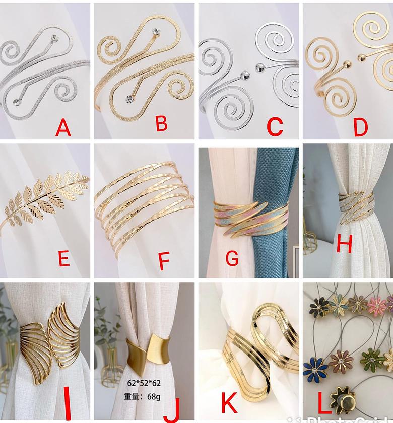 Curtain Drapery Tiebacks , Heavy Duty Metal Decorative Window Drapery Holder Curtain Hook, GOLD image