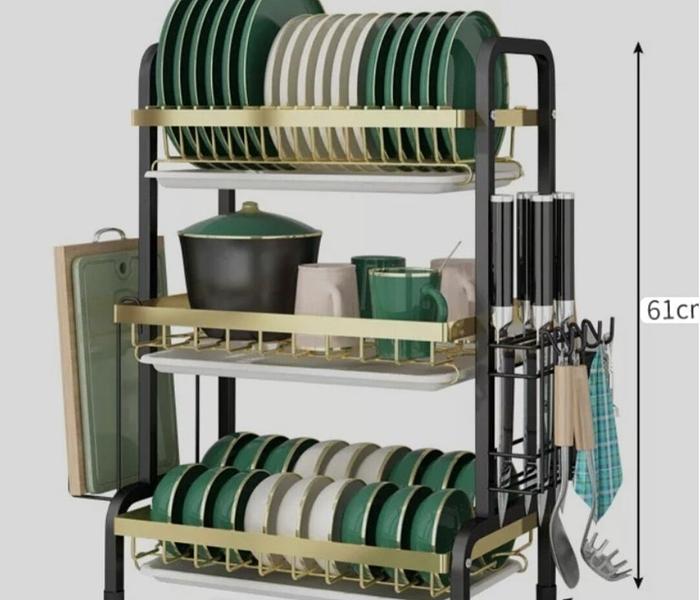 3 layer advanced black gold dish rack image