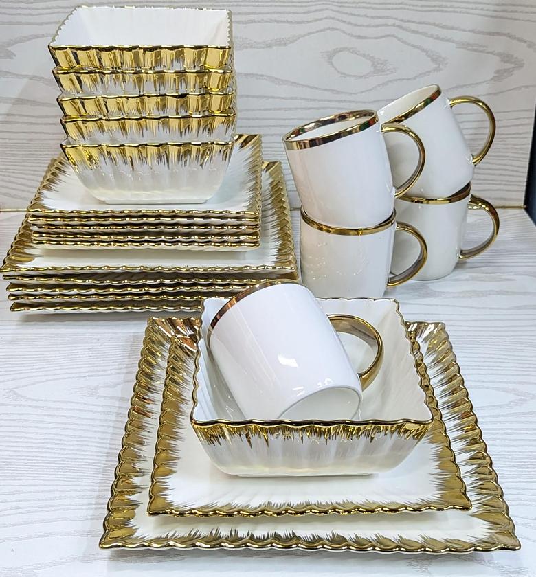24pcs ceramic squared dinner set image