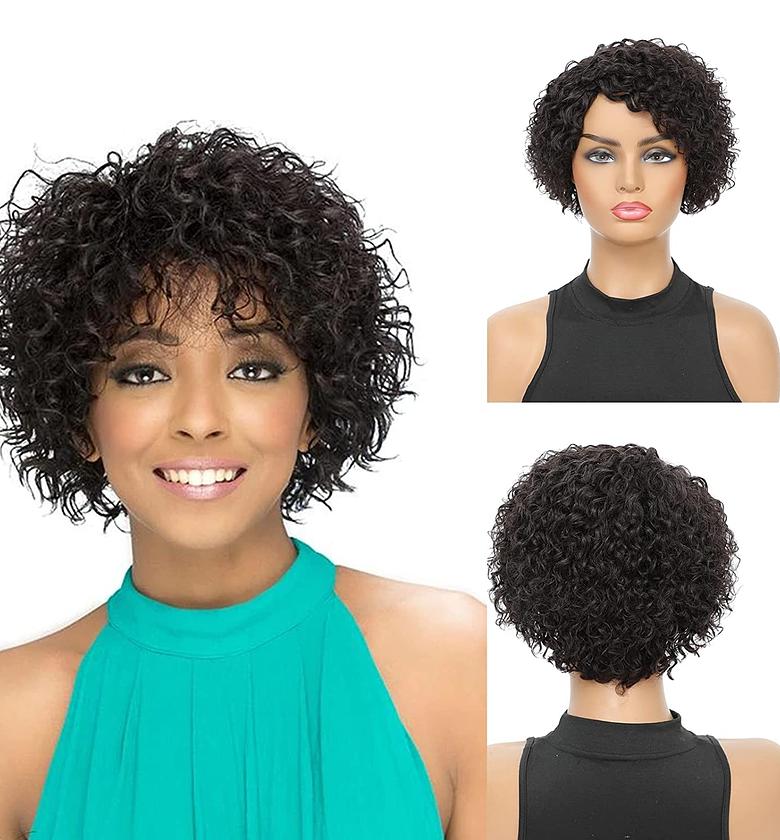Short & curly human wig image