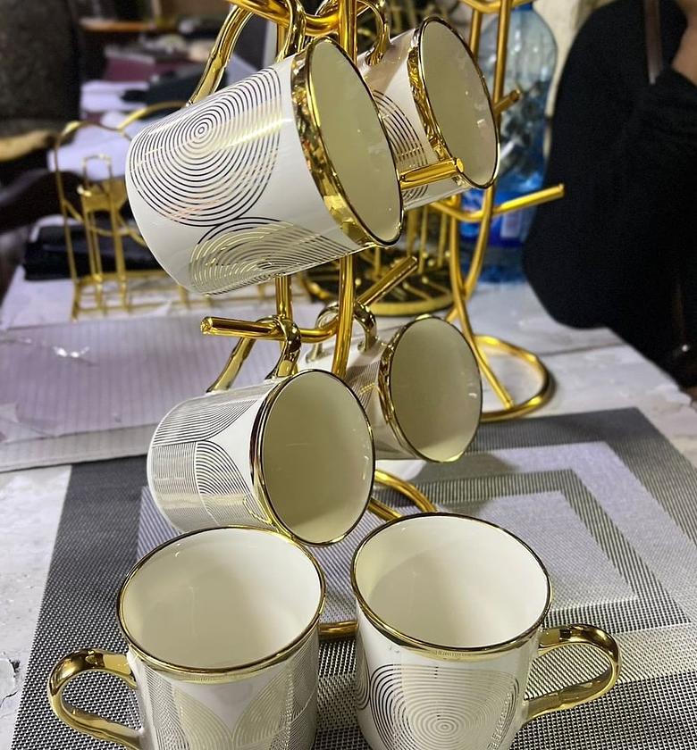 Ceramic Elegant Mugs/Cups Set (6 pcs) for Tea/Coffee image