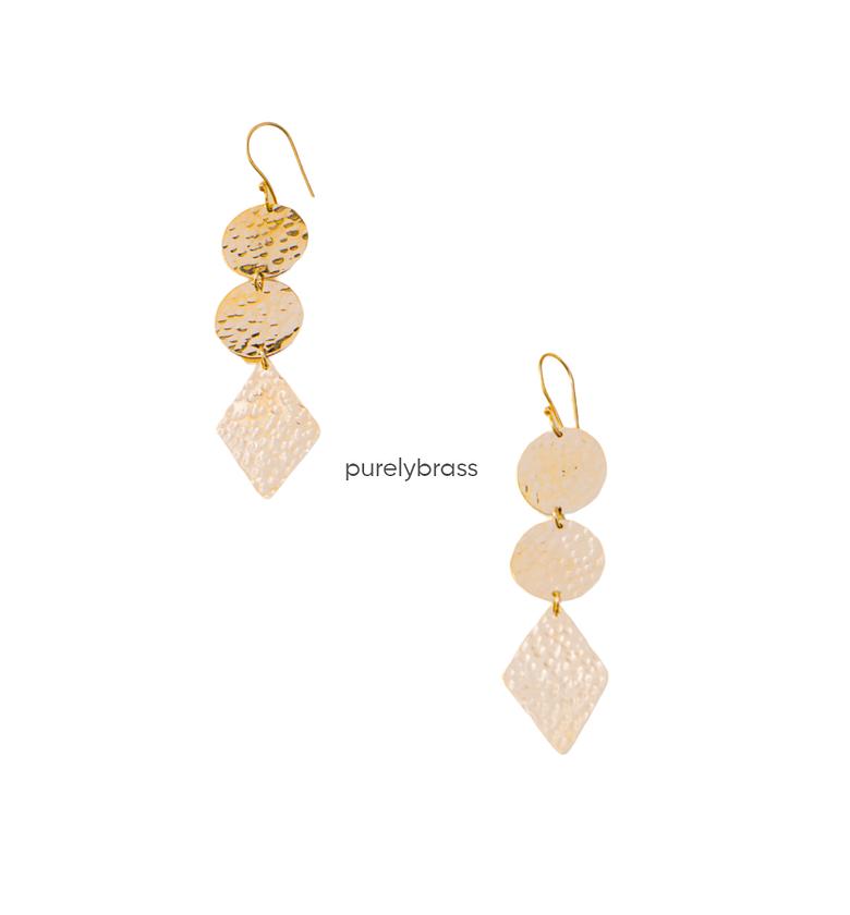 Classy 1 Diamond 2 Circular shaped  dangled Brass Earrings image