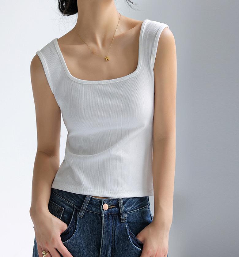 Ladies Square neck Vest White image