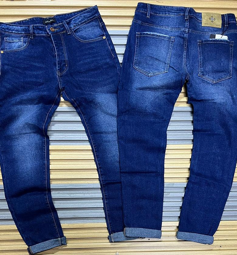 Men straight leg classy denim trousers image