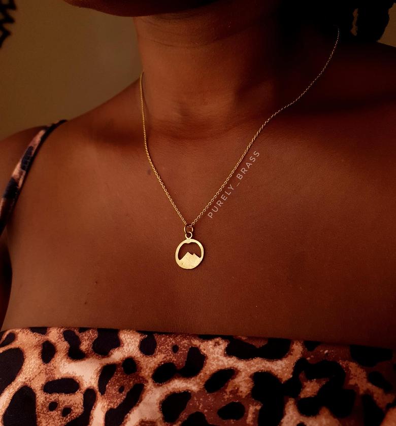 Mountain Pendant Brass Necklace image