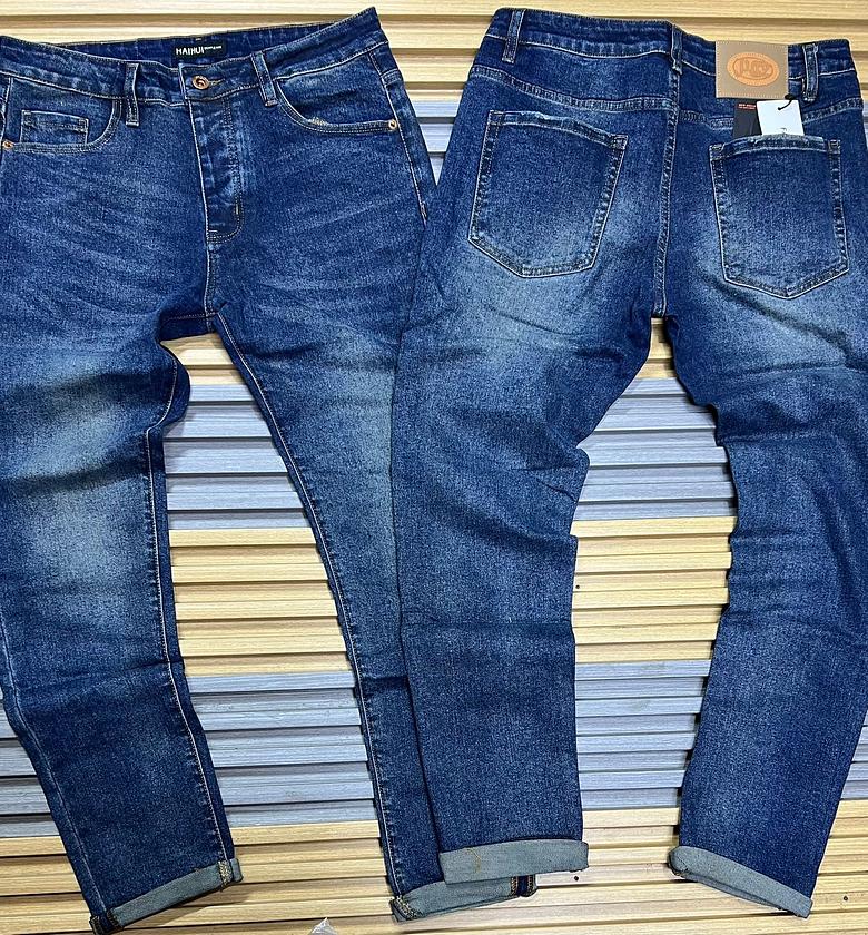 Men straight leg classy denim trousers image