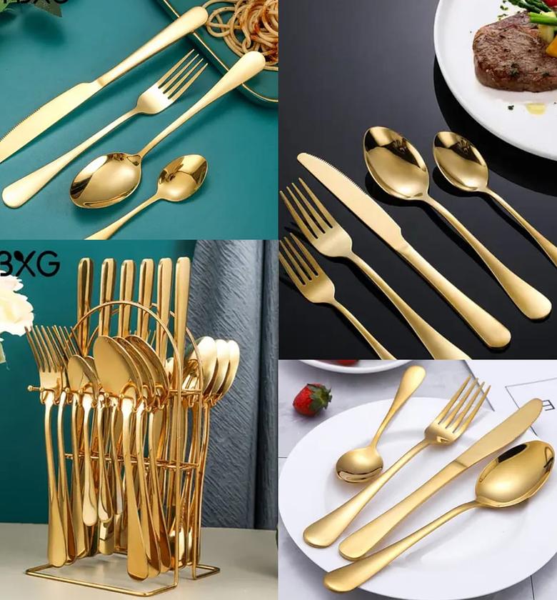 24pc  Gold cutlery set  image