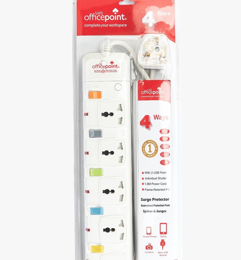 Office point 4 ways with surge protect & 2 usb ports image