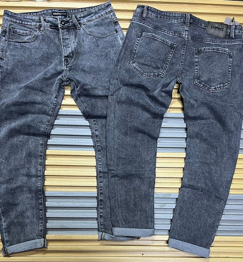 Men straight leg classy denim trousers image