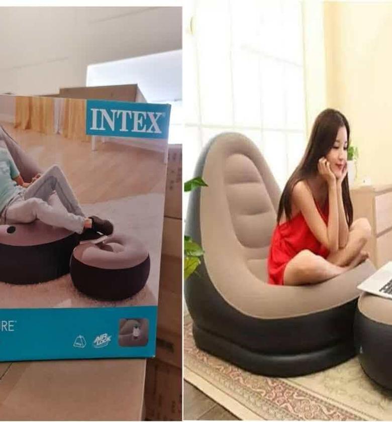 Inflatable Deluxe Lounge Seat / Inflatable seat with Foot rest & Free Pump (2pcs Sets) image